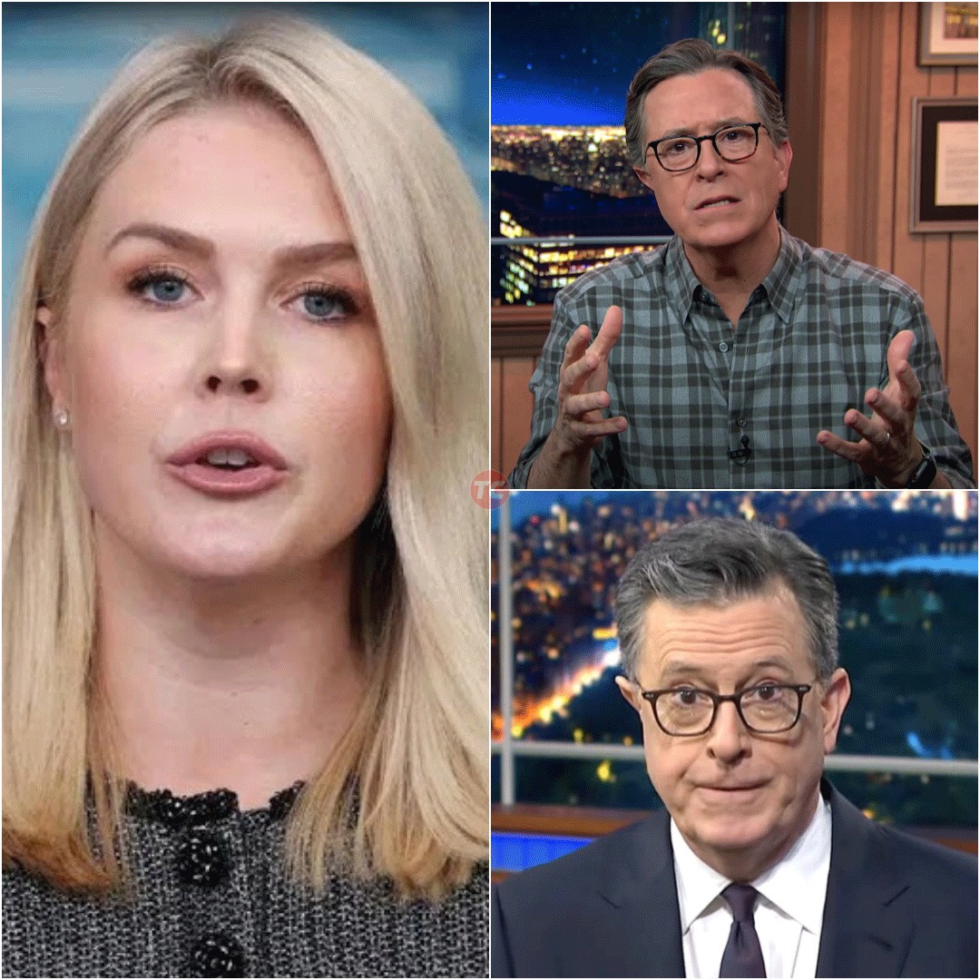 Karoline Leavitt Hijacks Colbert’s Stage in Explosive On-Air Clash—Audience Gasped, Show Abruptly Cut, and TV History Made!