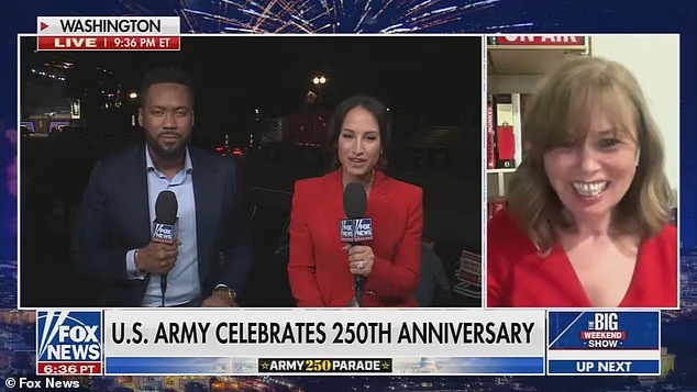 Fox News guest is yanked off air as she slurs her words after drinking champagne during military parade